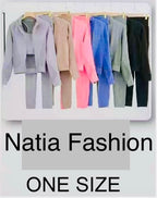 Sportanzug Trainingsanzug 3-teilig Damen Hose Jacke Top stretch Einheitsgröße