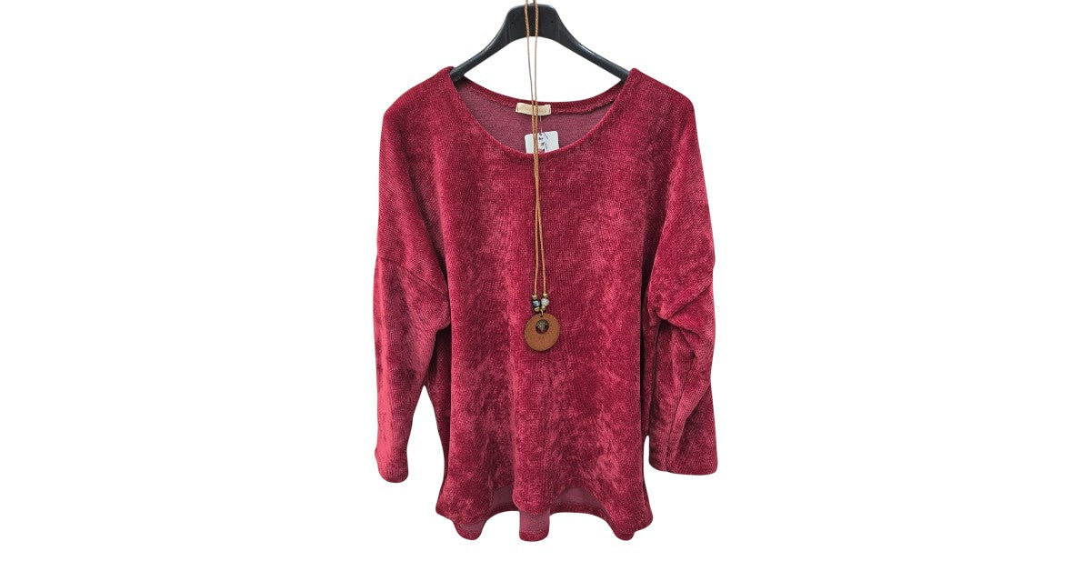 Pullover Damen Rund-Ausschnitt aus Samt Einheitsgröße 40 bis 46