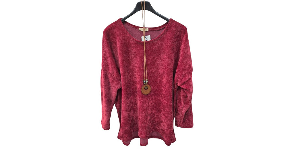 Pullover Damen Rund-Ausschnitt aus Samt Einheitsgröße 40 bis 46