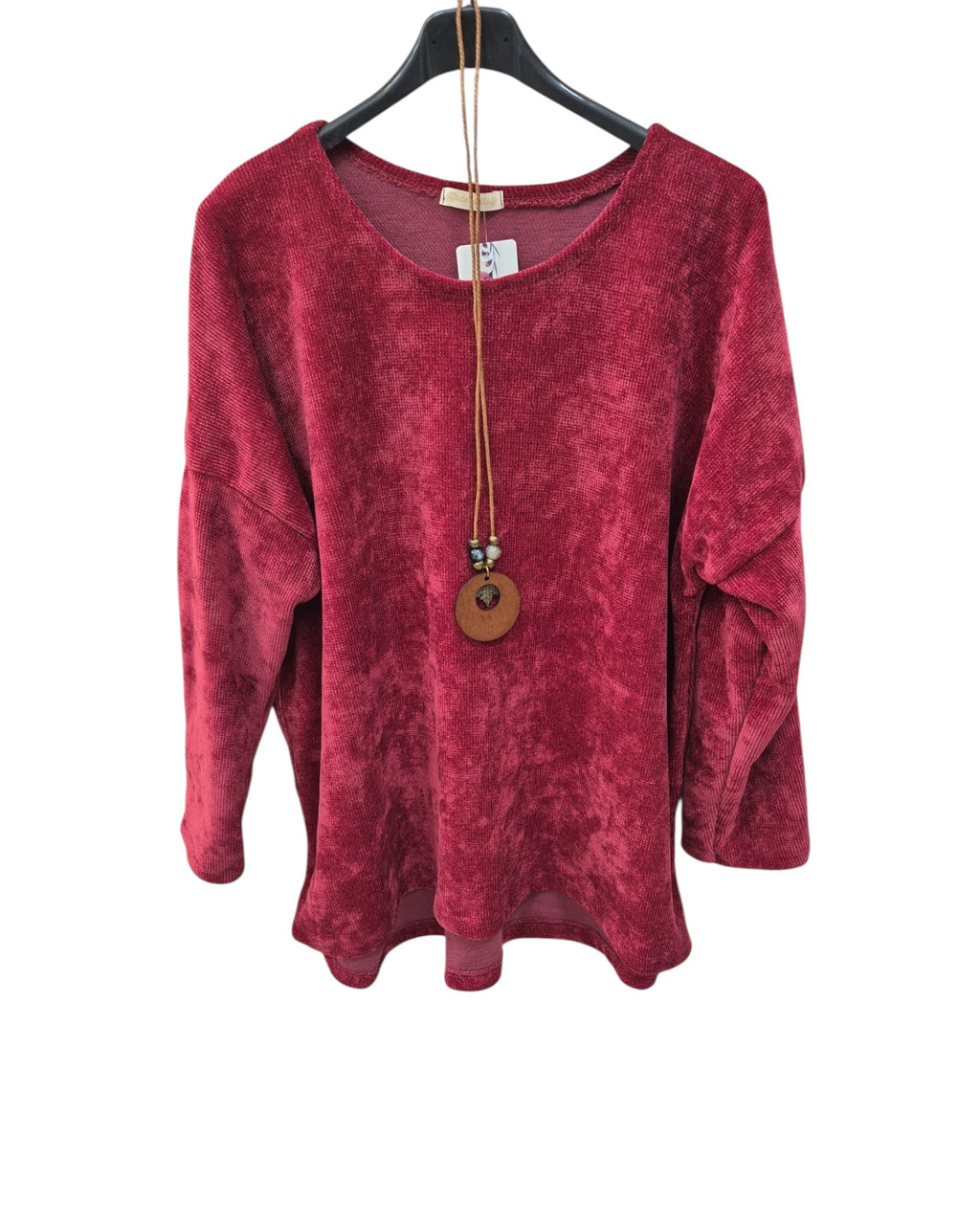 Pullover Damen Rundhalsausschnitt samtstrick Einheitsgröße 40 bis 46