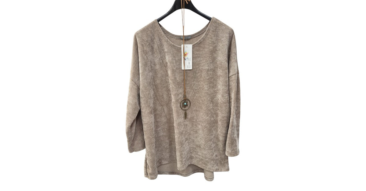 Pullover Damen Rund-Ausschnitt aus Samt Einheitsgröße 40 bis 46