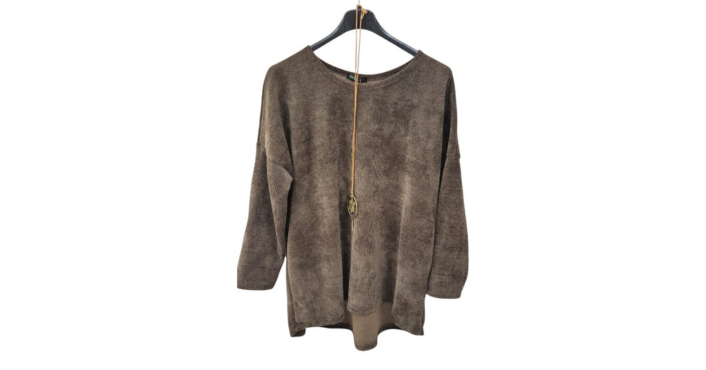 Pullover Damen Rund-Ausschnitt aus Samt Einheitsgröße 40 bis 46