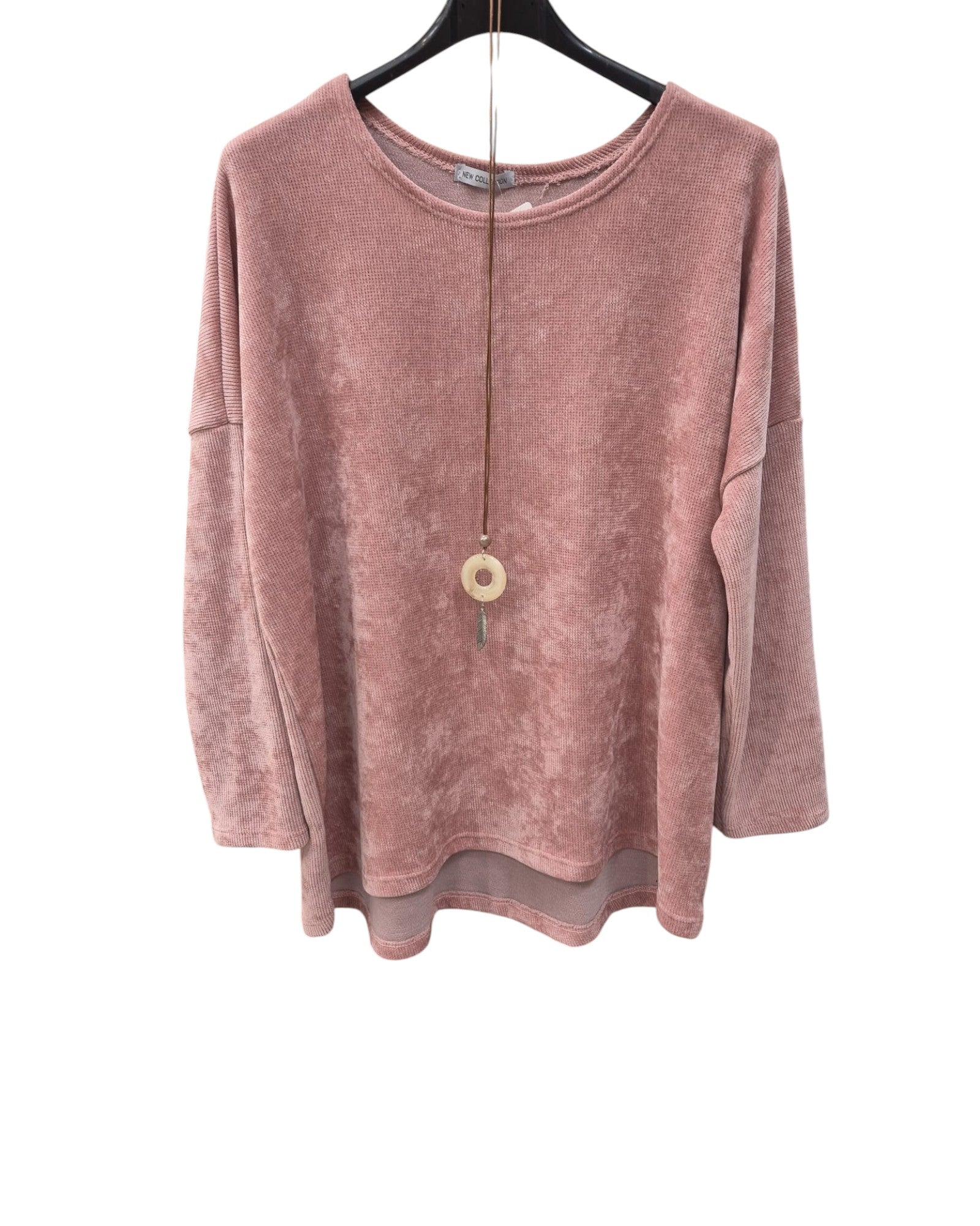 Pullover Damen Rundhalsausschnitt samtstrick Einheitsgröße 40 bis 46