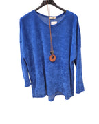 Pullover Damen Rundhalsausschnitt samtstrick Einheitsgröße 40 bis 46