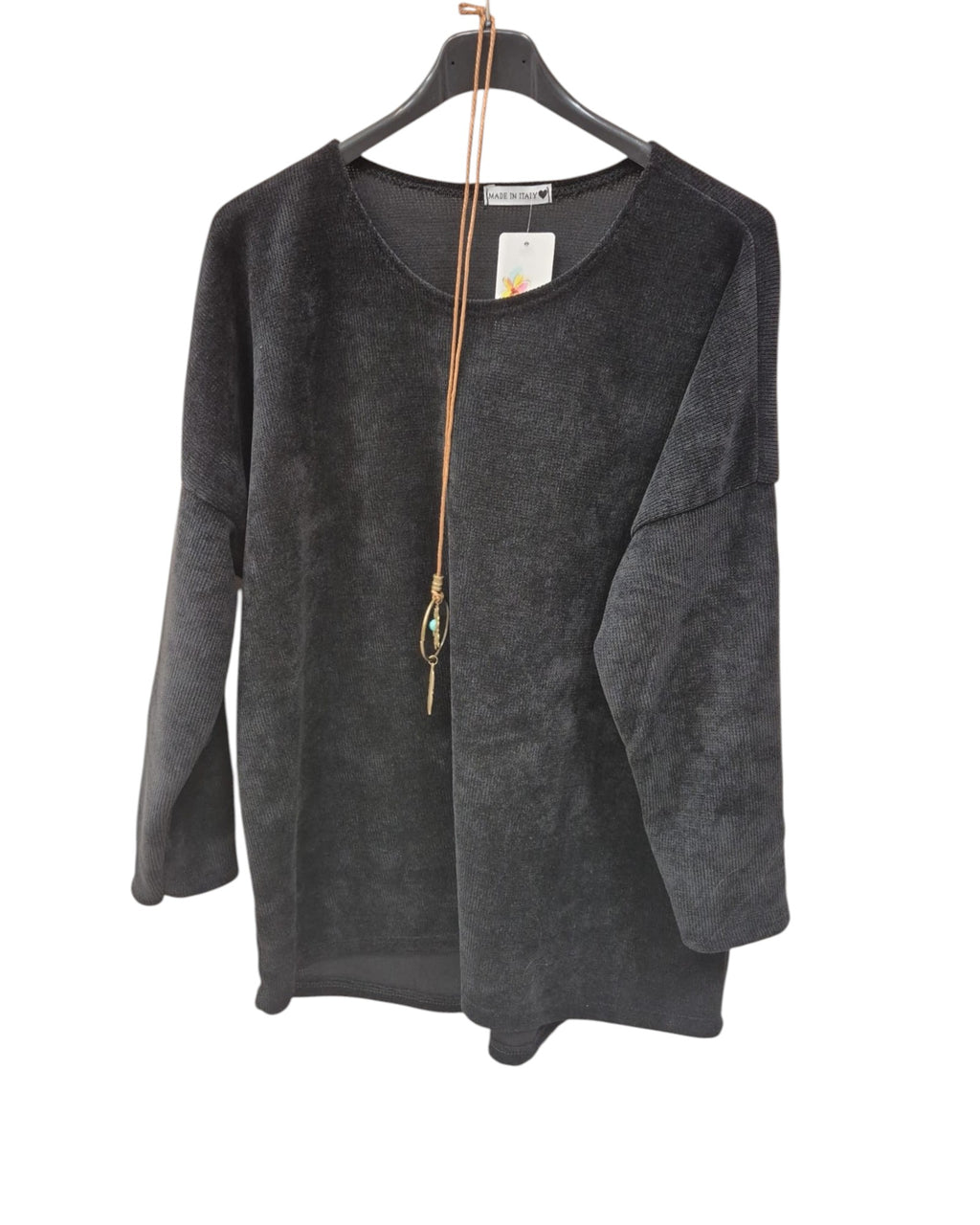 Pullover Damen Rundhalsausschnitt samtstrick Einheitsgröße 40 bis 46