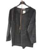 Pullover Damen Rundhalsausschnitt samtstrick Einheitsgröße 40 bis 46