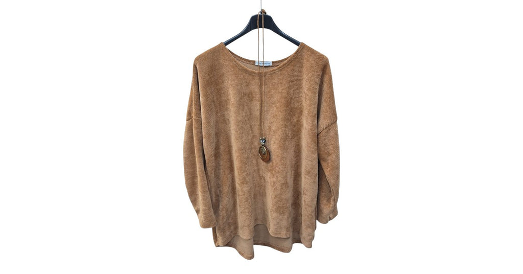 Pullover Damen Rund-Ausschnitt aus Samt Einheitsgröße 40 bis 46