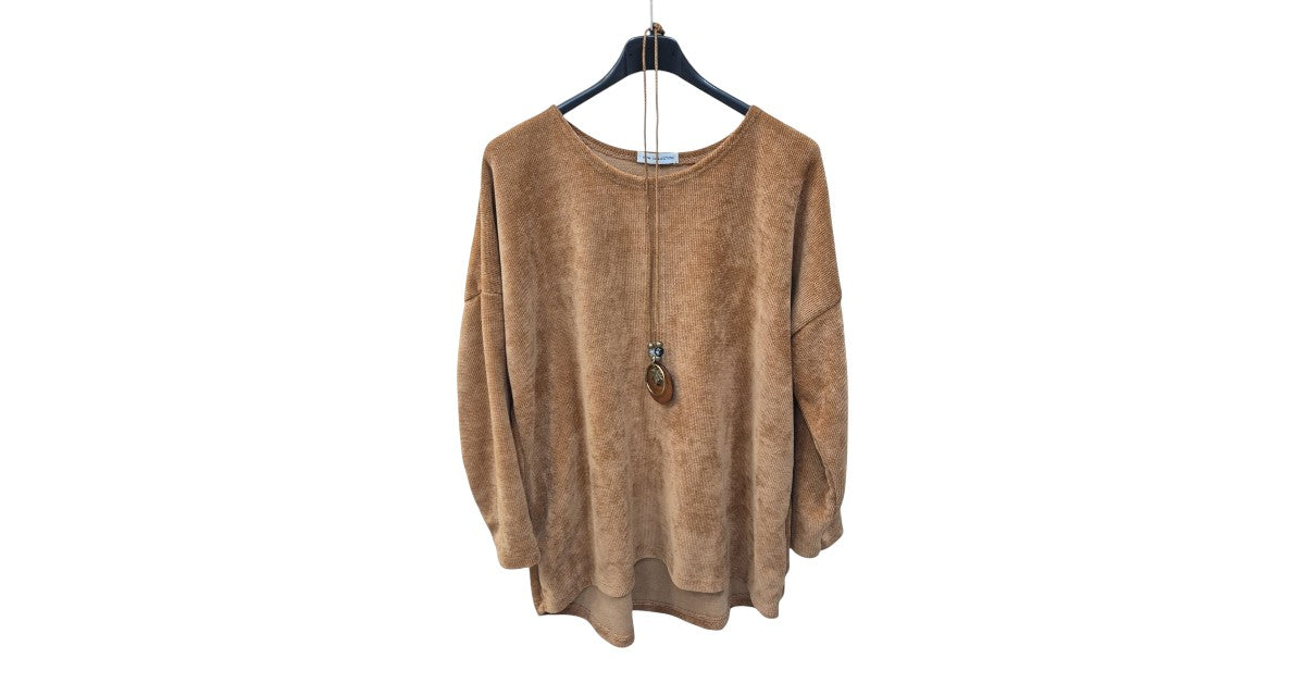 Pullover Damen Rund-Ausschnitt aus Samt Einheitsgröße 40 bis 46