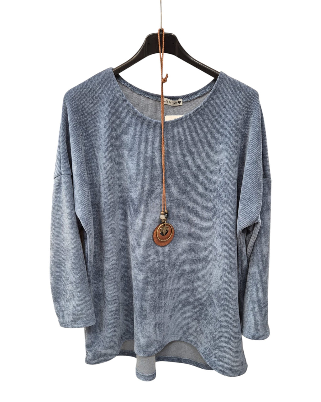 Pullover Damen Rundhalsausschnitt samtstrick Einheitsgröße 40 bis 46