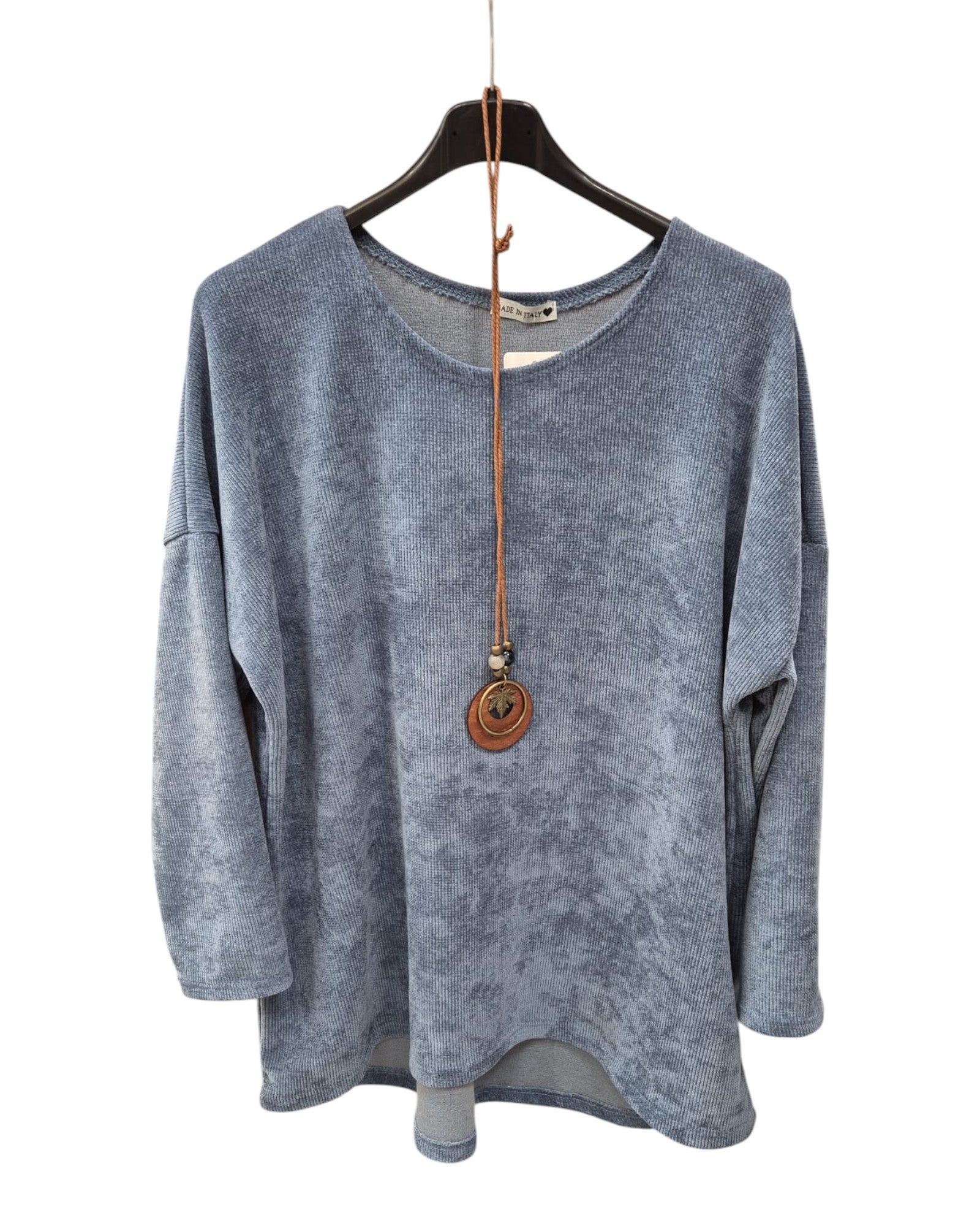 Pullover Damen Rundhalsausschnitt samtstrick Einheitsgröße 40 bis 46