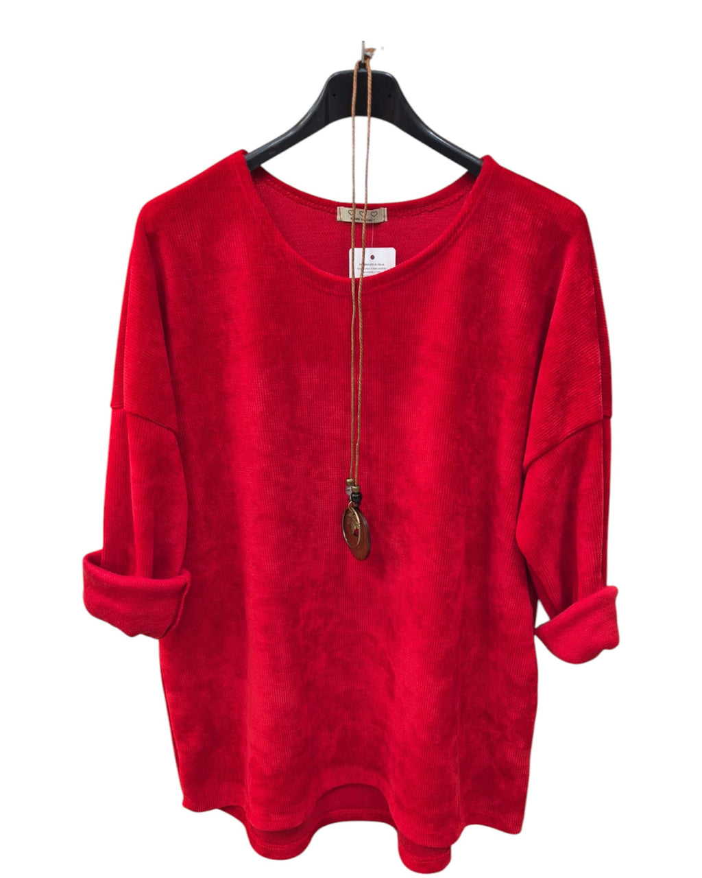 Pullover Damen Rundhalsausschnitt samtstrick Einheitsgröße 40 bis 46