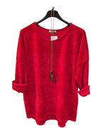 Pullover Damen Rundhalsausschnitt samtstrick Einheitsgröße 40 bis 46