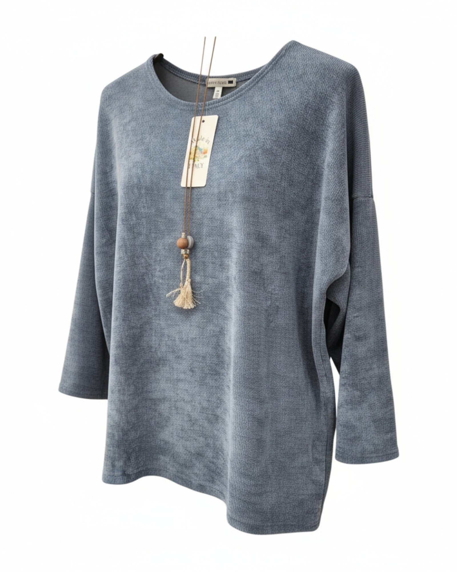 Pullover Damen Rundhalsausschnitt samtstrick Einheitsgröße 40 bis 46