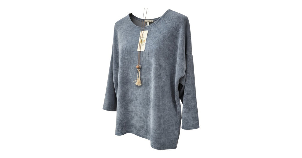 Pullover Damen Rund-Ausschnitt aus Samt Einheitsgröße 40 bis 46