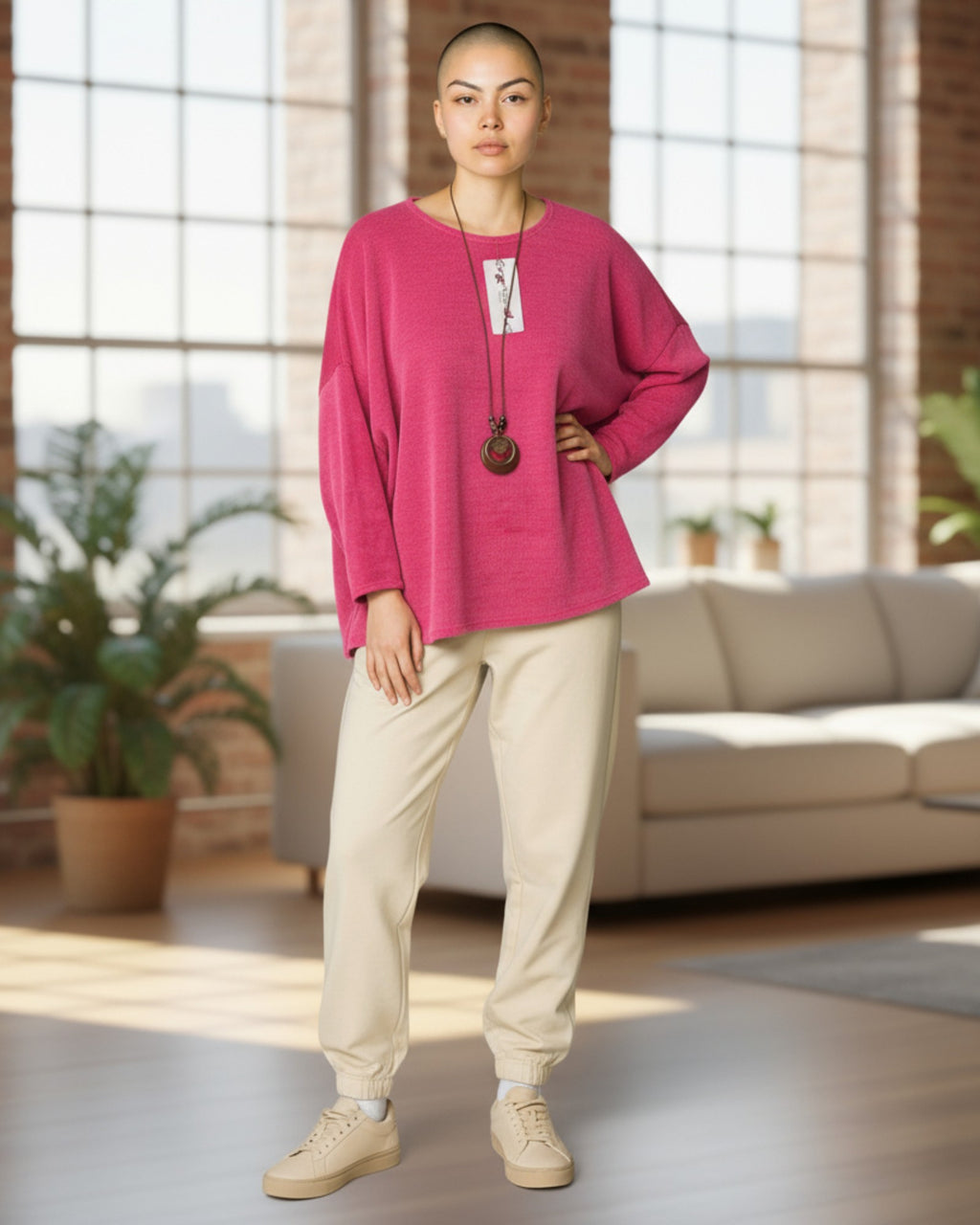 Pullover Damen Rundhalsausschnitt samtstrick Einheitsgröße 40 bis 46